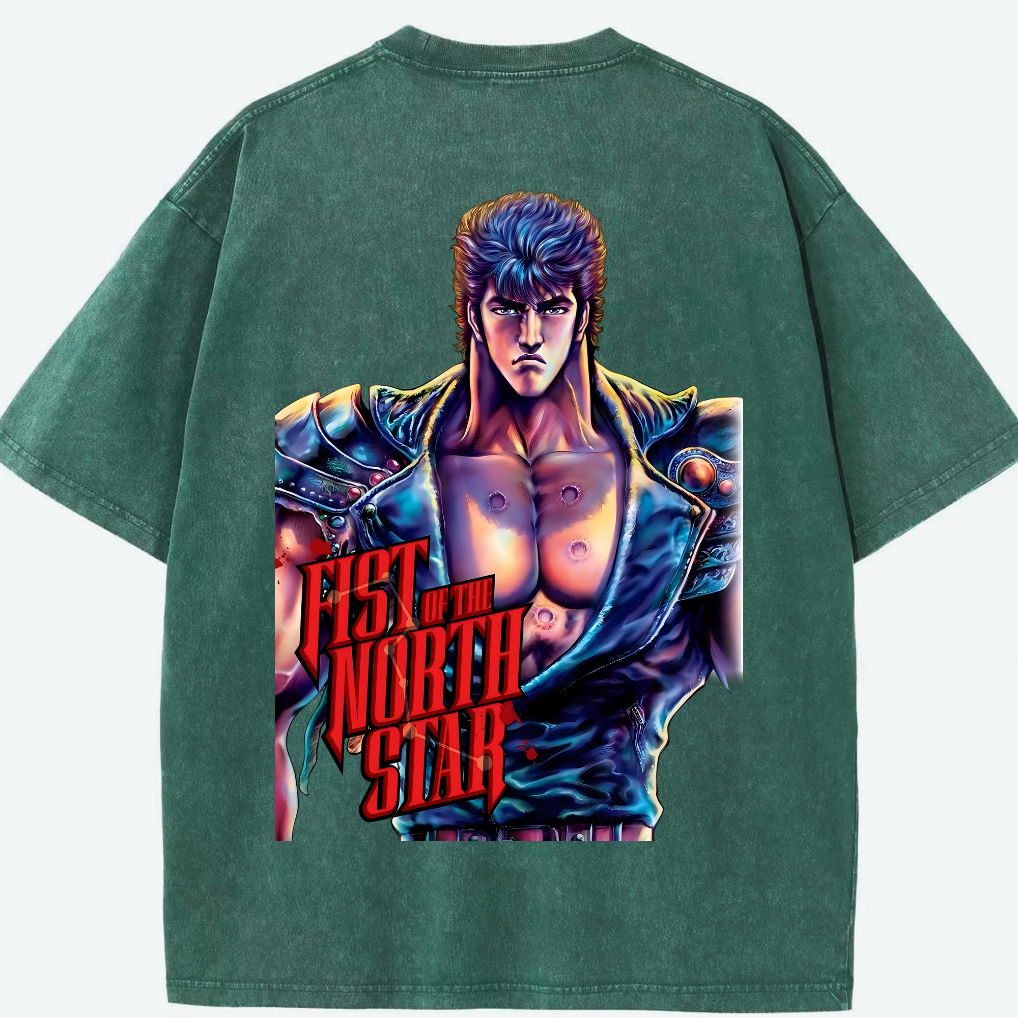 （画像用） 北斗の拳 Fist of the North Star 綿100% ヴィンテージ風 半袖Tシャツ（背面プリント）